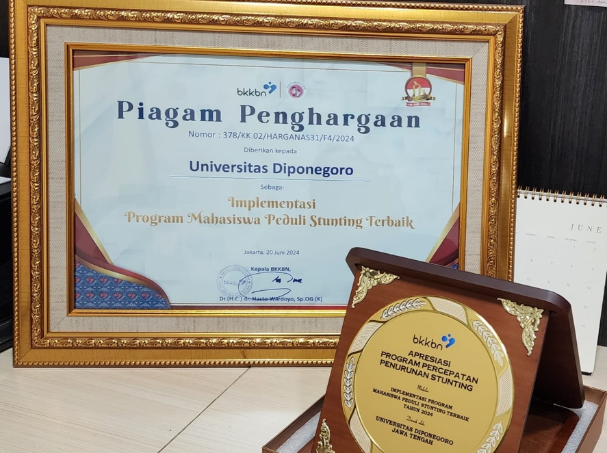 UNDIP Raih Penghargaan “Implementasi Program Mahasiswa Peduli Stunting Terbaik 2024” dari BKKBN